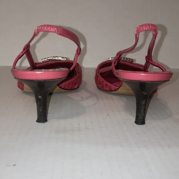 KATE SPADE Pink Tweed Kitten Slingback Size 6 1/2 - Picture 5 of 16